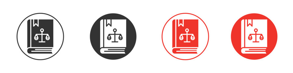 Law book icon for logo, vector sign symbol for design