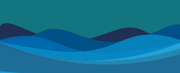 Wave papercut abstract teal background. Vector illustration for your graphic design