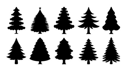 Fototapeta premium set of xmas tree silhouette vector on tranparent background (34).ai