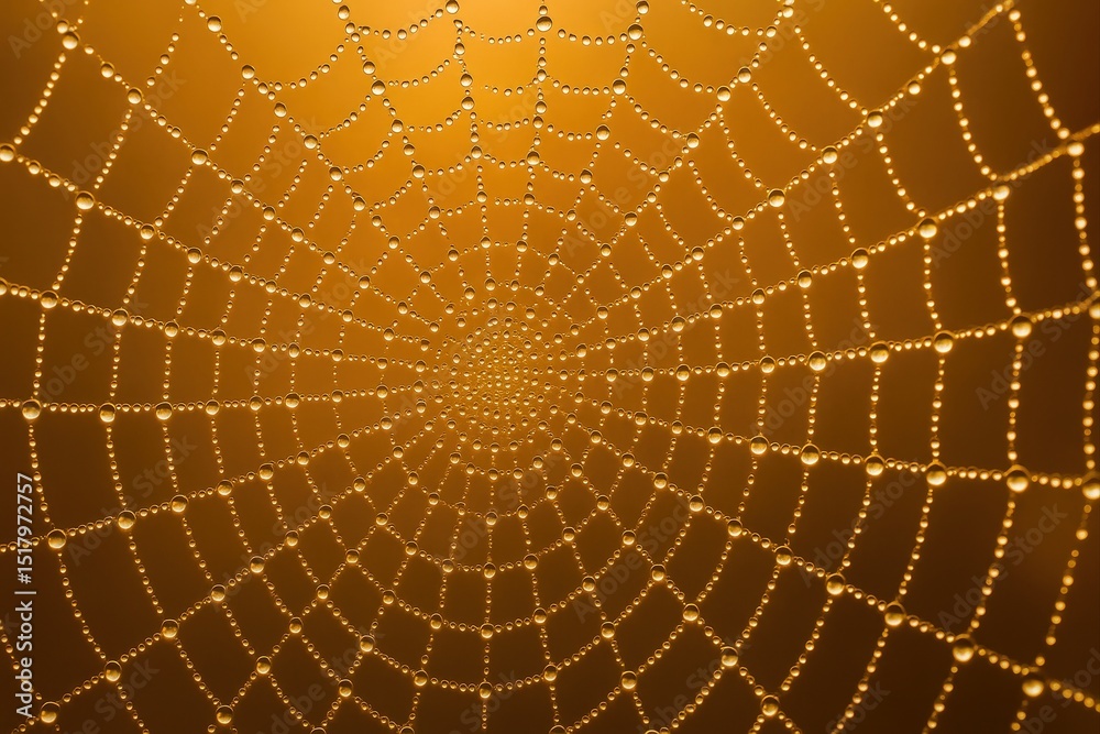 Poster web of yellow lights forming circular pattern.