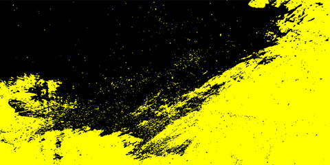 Abstract Bright yellow Grunge Texture In Black Background