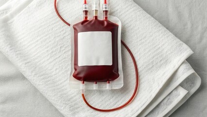 This clear close-up captures a pristine blood bag with its attached IV line, symbolizing critical medical care and the importance of health resources
