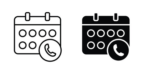 Calendar icon for design. Simple flat style personal organizer with phone contact icon