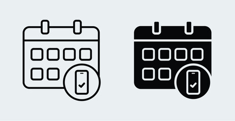 Calendar icon for design. Simple flat style personal organizer with phone contact icon