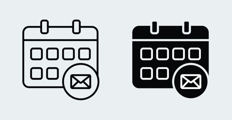 Calendar icon for design. Simple flat style personal organizer with mail icon
