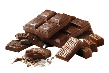 Delicious Dark Chocolate Pieces Against a Clean Transparent Background For Any Purpose