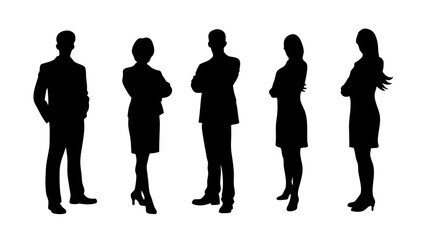 set of a group of standing business people