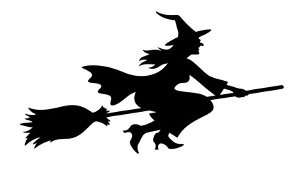 Halloween witch silhouette vector on tranparent background