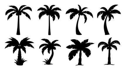 Set of tree silhouette vector