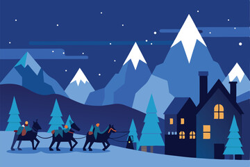Fototapeta premium winter landscape with houses
