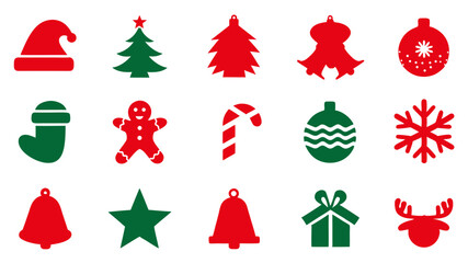 Icon set of christmas xmas ornament decoration