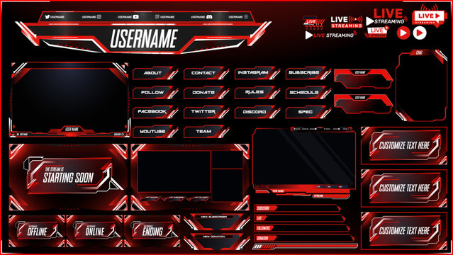 Professional Twitch Stream Overlay Package – Facecam, Panels, Offline & Starting Soon