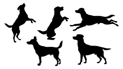 set of dog different pose silhouette vector