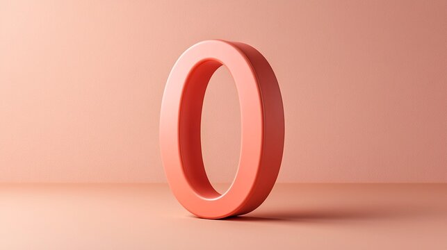 Oversized Number Zero in Bold Coral Font on Peach Background