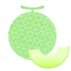 フルーツ　メロンのシンプルアイコン　カラー〜Fruit melon simple icon color〜