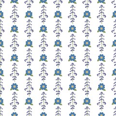 seamless pattern with blue flowers