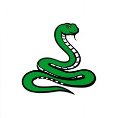 Fototapeta premium Green Cartoon Snake Illustration on White Background