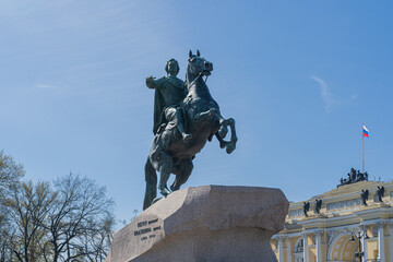 Monument of Russian emperor Peter the Great, The Bronze Horseman, Saint Petersburg , Russia. High quality photo