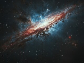 Fototapeta premium Cosmic nebula, swirling light in space