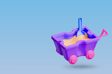 3D rendering of a sand car on a blue background.