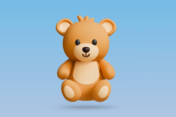 3D rendering of a bear on a blue background.