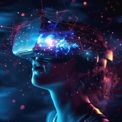 Metaverse avatar sharing story on a virtual platform, illustrating futuristic digital interaction, online identity, and immersive social experience. AI generated illustration.