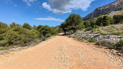 A Scenic Pathway Wandering Through Nature with Stunning Rocky Landscape Surroundings