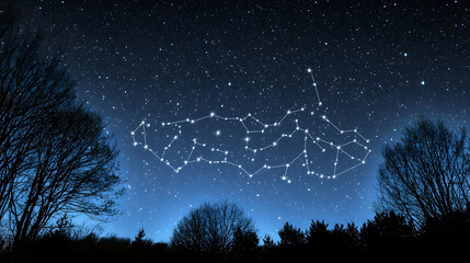 Starry Night Sky With Silhouettes Of Trees