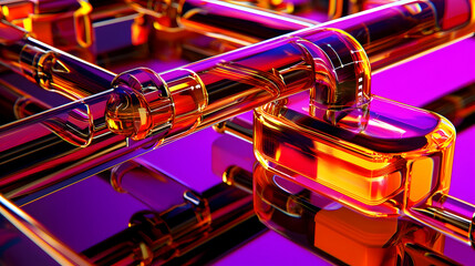 Naklejka premium Abstract Colorful Pipes And Tubes Industrial Design