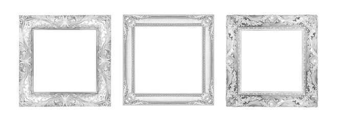The antique gold frame isolated on white background