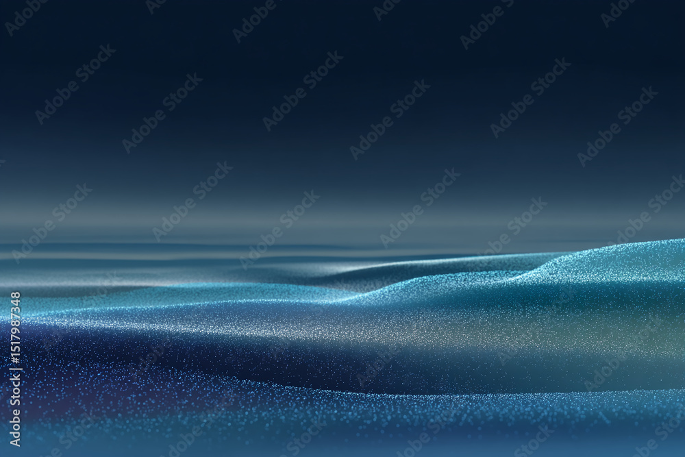Poster Abstract blue textured landscape, soft undulating waves, creating a serene and calm atmosphere, ideal for website background or design element