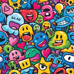 Creative illustration of online trend symbols such as memes, hashtags, and viral emojis, representing digital culture and internet expression. AI generated illustration.