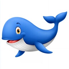 Obraz premium Happy Blue Cartoon Whale Illustration
