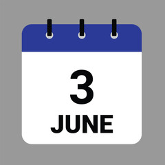 JUNE 3 - Daily Calendar Icon - White Background