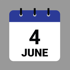JUNE 4 - Daily Calendar Icon - White Background