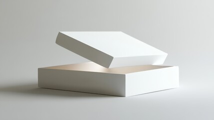 Naklejka premium A 3D image shows a white box with its lid slightly open. 