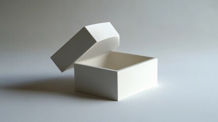 Fototapeta premium A 3D image shows a white box with its lid slightly open. 