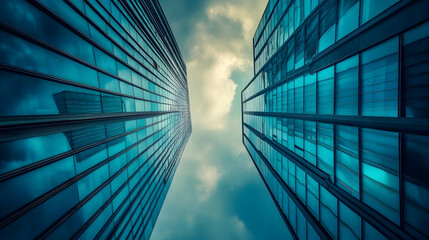 Urban ascension: Skyscrapers piercing the ethereal veil of celestial clouds