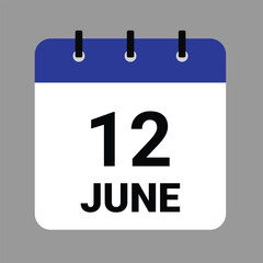 JUNE 12 - Daily Calendar Icon - White Background