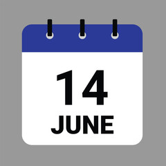 JUNE 14 - Daily Calendar Icon - White Background