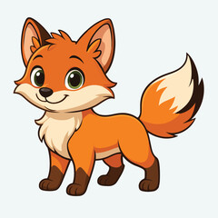 baby fox on the grass on white background