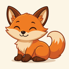 baby fox on the grass on white background