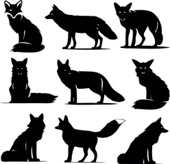 Dynamic Fox Silhouette Poses