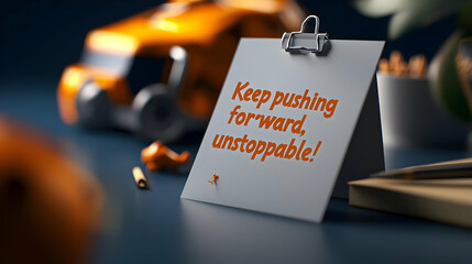 Motivational Message On Notepad With Orange Accent