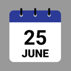 JUNE 25 - Daily Calendar Icon - White Background