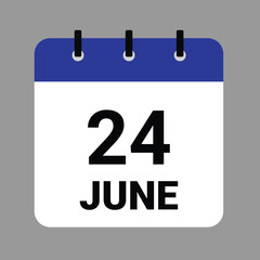 JUNE 24 - Daily Calendar Icon - White Background