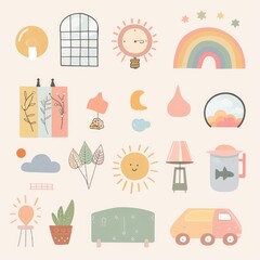 Boho pastel aesthetic story highlight icons set, minimalist and stylish digital design for social media profiles, perfect for branding and personal pages. AI generated illustration.