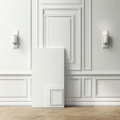 Minimalist modern white door panel and wall setup, perfect for real estate and interior design mockups.