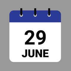 JUNE 29 - Daily Calendar Icon - White Background
