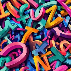 Typography-based digital art featuring bold, colorful hashtag words and modern design elements, perfect for social media and digital marketing themes. AI generated illustration.